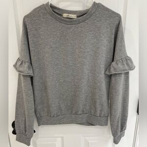 GAZE Gray Ruffle Sleeve Detail Sweater Women’s Size S